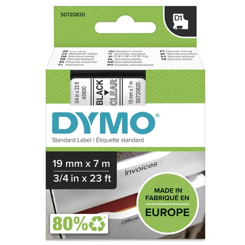 DYMO Original D1-Schriftband für LabelManager 19mm x 7m in schwarz von DYMO