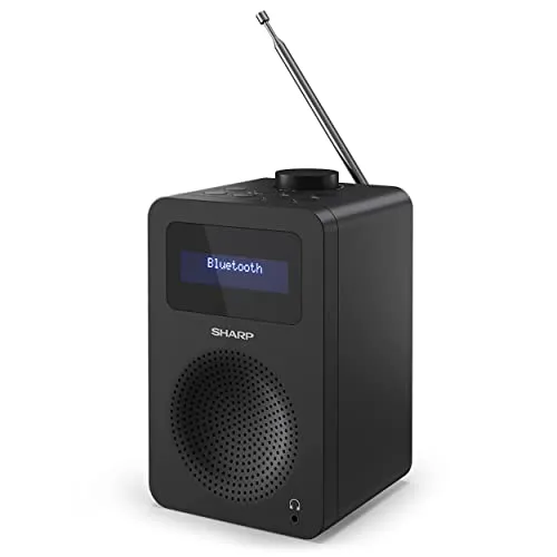 SHARP DR-430 Digitalradio - DAB, DAB+ und FM mit RDS, Bluetooth 5.0 für drahtloses Musik-Streaming, kompaktes Design in Midnight Black