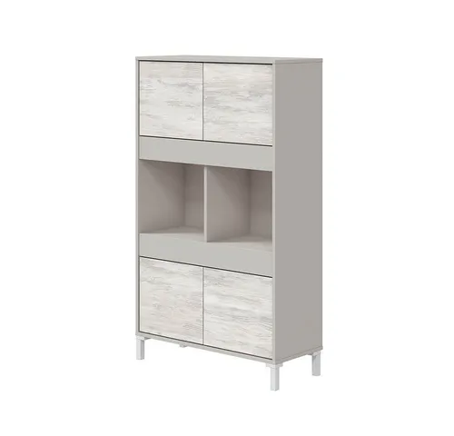 möbelando freiraum Highboard Vanya – Modernes Stauraummöbel in Kaschmir & Velho Weiß