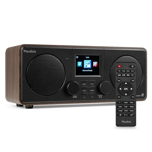 Audizio Foza - Internetradio WLAN und DAB Radio mit Bluetooth - Radios mit kristallklarem Sound und vielseitigen Anschlüssen für MP3-Wiedergabe. Ideal als Küchenradio mit Dual-Alarm und modernem Farbdisplay.