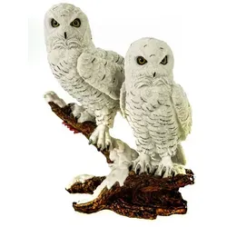 Vogler Dekofigur Schneeeule auf Ast 32 cm – Bunte Tierfigur von Joh. Vogler