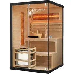 Indoor Sauna Vantaa 120 - Salzstein, 120x120cm für 2 Personen, mit leistungsstarkem 3,5 kW Harvia Saunaofen