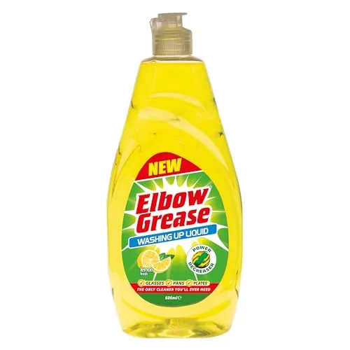 Elbow Grease Spülmittel Lemon Fresh 600ml | Dicke Spülseife zum Händewaschen von Geschirr, Töpfen, Pfannen und Gläsern, entfernt hartnäckiges und verbranntes Fett