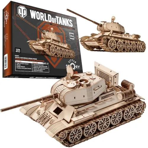 little story World of Tanks Panzer 3D Holzmodell – Panzerkampfwagen Offizielles Lizenzmodell zum Zusammenbauen - DYI Kriegsmaschine Lernspielzeug Bausatz für Kinder Holz Kampfpanzer 3D-Puzzle