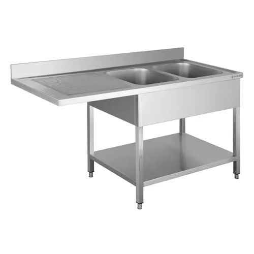 GastroHero Spülzentrum Basic 16x6 mit 2 Becken rechts - Edelstahl Gastronomiespüle mit zwei Becken, ideal für Profi-Küchen. Hygienisch, robust und pflegeleicht – perfekt für effizientes Arbeiten in der Gastronomie.