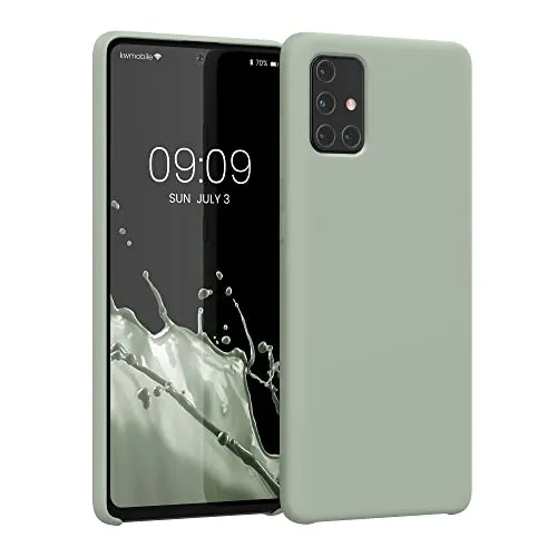 kwmobile Handyhülle für Samsung Galaxy A71 Hülle - Case Silikon - Kabelloses Laden - Schutzhülle Cover in Graugrün