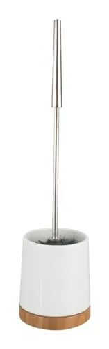 WENKO WC Garnitur BAMBOO - Stilvolle Toiletten Bürsten Halter - Toilettenbürsten & -halter, moderne Keramik Garnitur im Bamboo Design, freistehend und ideal für jedes Badezimmer.