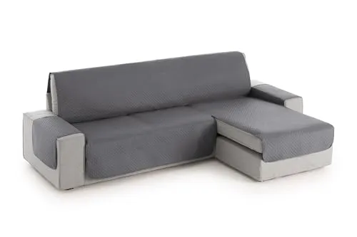 Textilhome Sofaüberwurf L Form Rechts Textilhome Sofa Überzug Adele, Universeller Sofabezug, Couch Überzug Gepolstert, Sofaschoner Schutzdecke, Haustierfreundlich, Farbe Grau, 200 cm