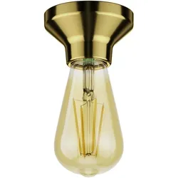 ledscom.de LED Deckenleuchte Elektra Porzellan gold, inkl. LED Vintage gold max. 814lm extra-warmweiß 3-Stufen Dimmen