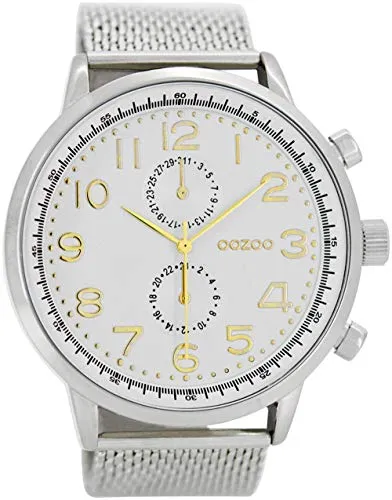 Oozoo Herrenuhr C7087 – Elegante Milanaise mit 49 MM Durchmesser - Armbanduhr für Herren mit hochwertigem Miyota Quarzwerk, spritzwassergeschützt und stilvollem Milanaise Metallband – ideal für jeden Anlass.