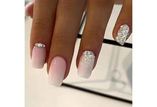 LuxusKollektion Kunstfingernägel 24er Set False Nails French Gradient Ballerina Glossy Acryl Frauen