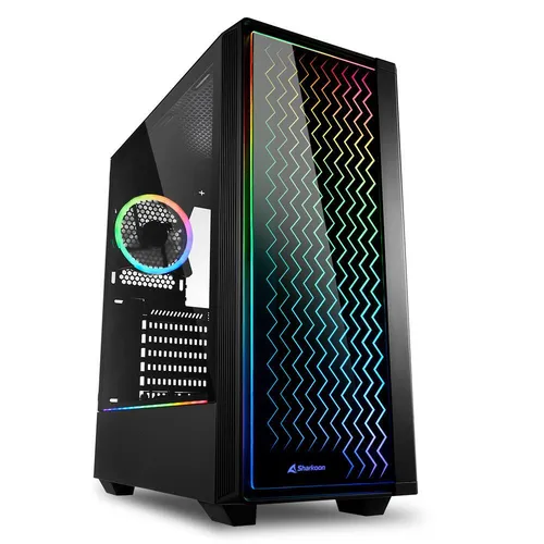 Sharkoon RGB LIT 200 - Stylisches PC-Gehäuse - Midi-Tower für Mini-ITX, microATX, ATX Mainboards mit vorinstallierten Lüftern und RGB-Beleuchtung für beeindruckende Optik und optimale Kühlung.