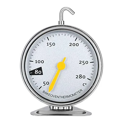 Ofenthermometer aus Edelstahl, 50-280°C Temperaturbereich, mit gehärtetem Glas, 7x9,2 cm, Analog, für Backofen