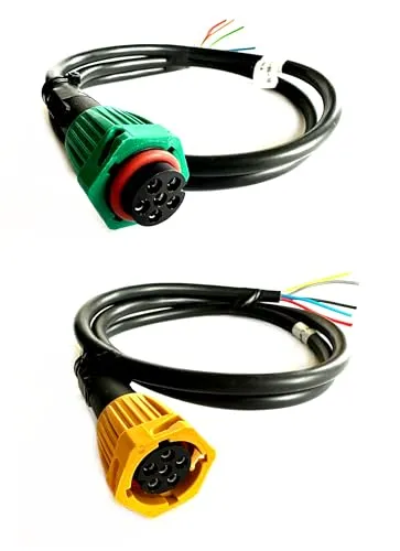 MelTruck Bajonettstecker M10 5-polig 6-polig für Anhänger Rückleuchten – Gelb Links/Grün Rechts/Set mit Kabel/Set ohne Kabel – Kunststoff, 5×0,5mm² / 6×0,75mm² (6 Polig - SET)