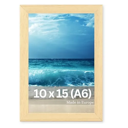 VictoR Bilderrahmen Nolde beige in 10x15 cm (A6) - Leiste 11x13mm - Holzrahmen - Rahmen A6 Bilderrahmen Holz - Bilderrahmen 10x15 beige