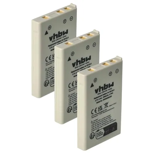 vhbw 3X Akku Ersatz für Nikon EN-EL5 für Kamera (1000 mAh, 3,6 V, Li-Ion)