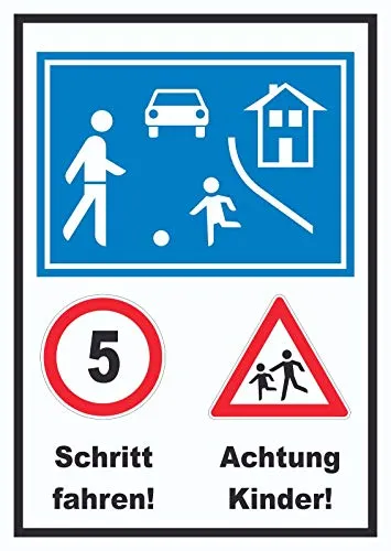 HB-Druck Spielstraße Schrittfahren Achtung Kinder Schild A3 von HB-Druck