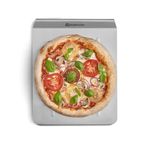 BURNHARD® Pizzaschaufel Edelstahl Robustes Design, Optimiert für Pizzasteine, Einhändige Nutzung, Perfekt für Ofen & Grill – Edelstahl Pizzaschaufel
