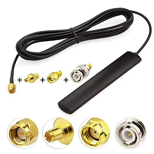 Eightwood 4G LTE Antenne GSM Antenne 3dBi SMA Stecker Glashalterung + 3 Adapter SMA auf BNC / TS9 / RP-SMA Adapter für GSM 2G 3G 4G LTE Router Wirelees Hotspot