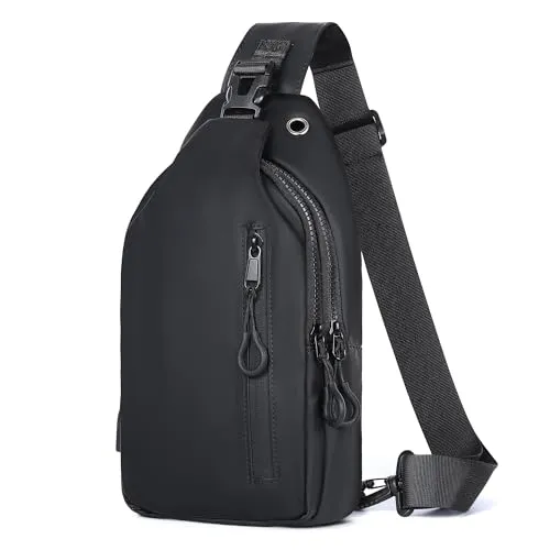 Geestock Sling Bags Brusttasche Herren Crossbody Umhngetasche Kleine Schultertaschen Crossbody-Taschen Wasserdicht Casual Chest Taschen für Männer und Damen - Schwarz