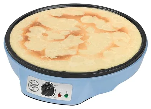 Bestron Crêpes Maker im Retro Design - Crêpes-Maker für köstliche Crêpes mit Ø 30 cm, inkl. Teigverteiler & Wender, mit Antihaftbeschichtung für einfache Reinigung und individuelle Bräunung - perfekt für festliche Anlässe!