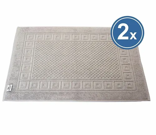 Badvorleger Duschmatte 50x70 cm grau 100% BW Griechenbordüre & Waffelmuster 2 x