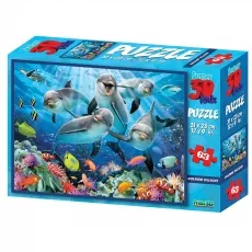 Philos 3D Puzzle Kids - Dolphin Delight mit 63 Teilen - Erlebe den 3D Effekt dieses Puzzles für Kinder! Mit 63 Teilen und einer Größe von ca. 310 x 230 mm sorgt es für spannenden Puzzle-Spaß und fördert die Kreativität.