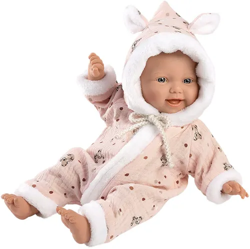 Llorens 1063302 Puppe - 32 cm Babypuppe mit blauen Augen, handgefertigt in Spanien, inkl. rosa Outfit und Schnuller in Geschenkverpackung