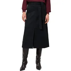 Midirock ZERO Damen Midirock mit Bindegürtel - Damen Rock in Schwarz, figurbetont mit Gürtel, aus 95% recyceltem Polyester, ideal für einen lässigen Look in der Freizeit. Rocklänge: 79 cm.