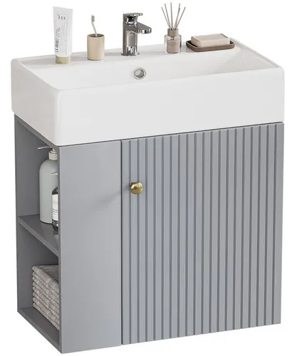 Yorbay Waschtisch Badmöbel 55 cm in grau von Yorbay
