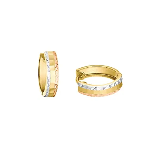 Amor Creolen Damen Ohrschmuck, 1,3 cm, Tricolor - Ohrringe für Damen aus 375 Echtgold in stilvollem Tricolor-Design, ideal für besondere Anlässe. Kommt in einer eleganten Schmuck Geschenk Box.