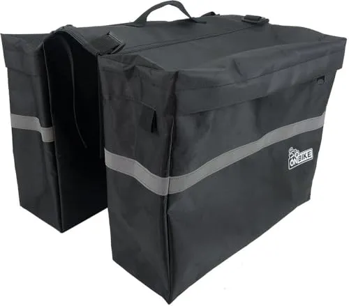ON BIKE Doppelte Hecktasche 23 Liter | wasserdichte Doppelte Hintere Fahrradtasche — Reißfeste Taschen Mit Riemen Und Reflektierenden Bändern Für Citybike, Trekking Und E-Bike
