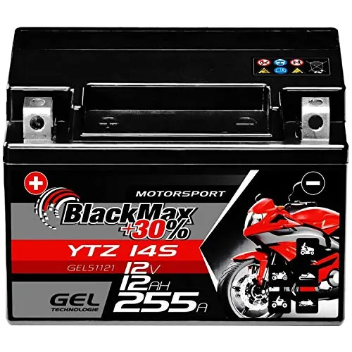 Produktbild BlackMax YTZ14S Motorradbatterie GEL 12V 12Ah