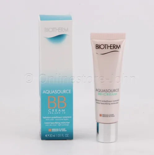 Biotherm Aquasource BB.Cream Médium à Doré (30 ml) - Gesichtspflege mit feuchtigkeitsspendender BB-Cream für einen gleichmäßigen Teint und natürliche Strahlkraft.