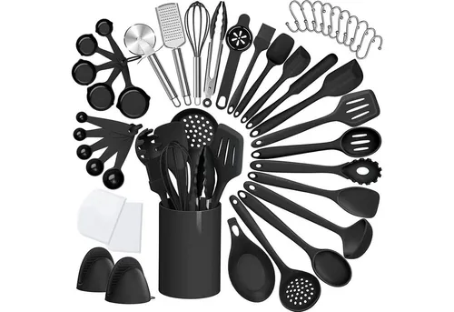 OKWISH 43-teiliges Kochbesteck-Set - Vielseitiges Küchenhelfer Set aus hitzebeständigem Silikon, ideal für Kochen, Braten und Backen. Inklusive Utensilienhalter, spülmaschinengeeignet und perfekt für jede Küche.