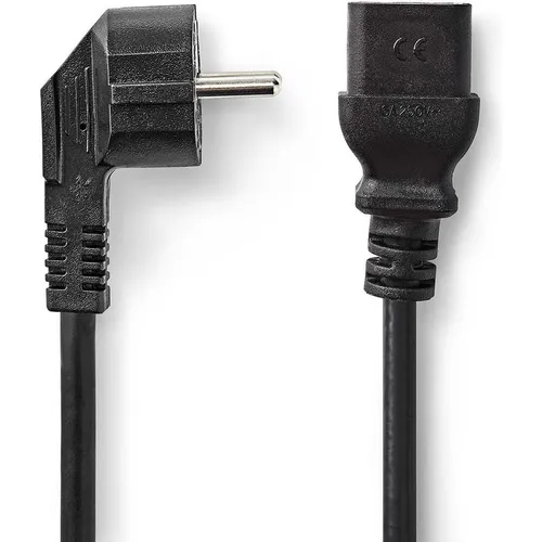 Nedis Stromkabel | Schutzkontaktstecker | IEC-320-C19 | Abgewinkelt | Gerade | Vernickelt | 2.00 m | (2 m) (CEGB10300BK20)