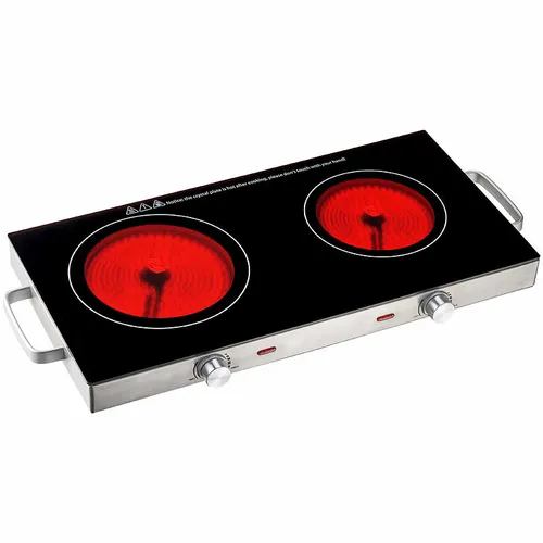 Glaskeramik-Doppelkochfeld mit Infrarot-Wärme; 2.800 W; Ø 16.5 & 20 cm
