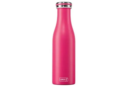 Lurch 240934 Isolierflasche/Thermoflasche für heiße und kalte Getränke aus doppelwandigem Edelstahl 0,5l, pink