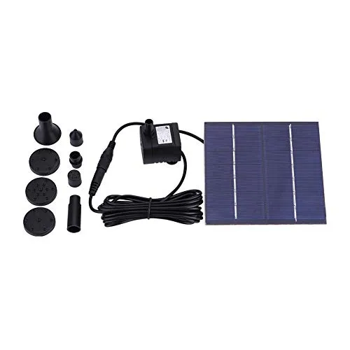 EBTOOLS Solar Teichpumpe Set Tauchpumpe Gartenbrunnen Brunnen Gartenteich 7V, 1.2W, 200L/H, 60cm maximale Wasserhöhe