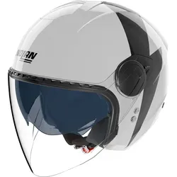 Nolan N20-2 Visor Impeto Jethelm, schwarz-weiss, Größe 2XS - Robuster Jethelm mit ultrabreitem, kratzfestem Visier für optimalen Schutz vor Wind und Insekten. Ideal für stilbewusste Fahrer, die Sicherheit und Komfort schätzen.