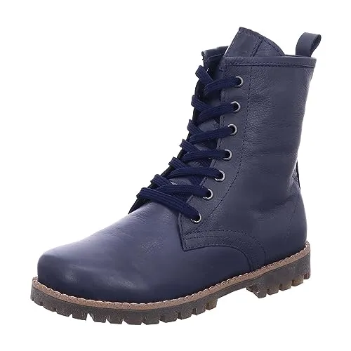 Andrea Conti Schnürstiefel Blau - 37 - Wanderschuhe für Damen mit seitlichem Reißverschluss und Schnürung, aus softem Glattleder für optimalen Komfort und Stil in der kalten Jahreszeit.