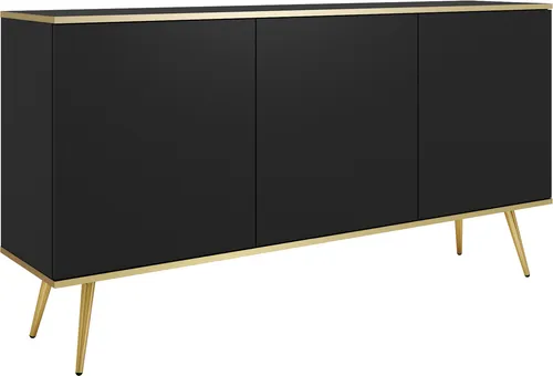 Kommode: Schwarz, goldene Beine, 160 x 85 x 39 cm