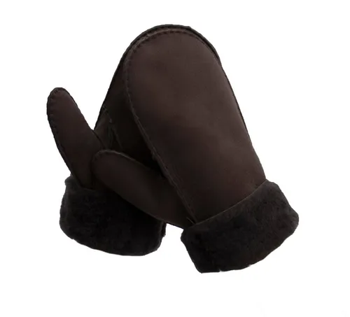 Reissner Lammfelle Lederhandschuhe Fäustlinge in braun von Reissner Lammfelle