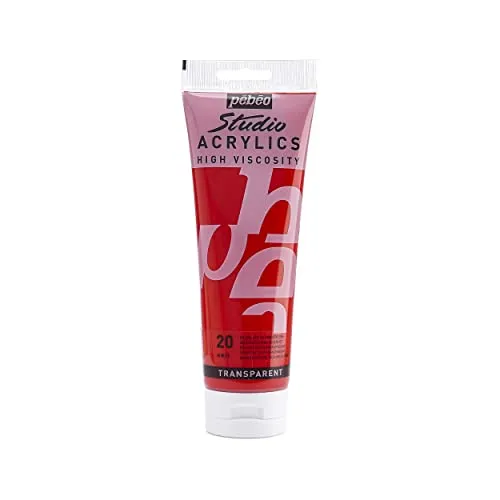 Pébéo - Acrylic Fine Studio Acrylics - Acrylfarbe für Künstler - Farbe für Profis und Anfänger - Leuchtende und pigmentierte Farbe - Chinacridon-Ekarlat - 250 ml