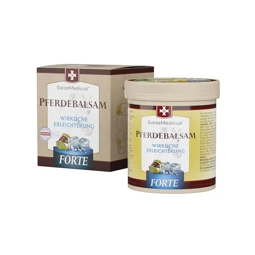 SwissMedicus Pferdebalsam mit 25 Kräuter (Beinwell, Rosskastanie, Arnika, Eukalyptus) – Spürbare Linderung bei Massage – Für Muskeln, Gelenke und Rücken – Kühlende Extra-Starke Formel – 500 ml