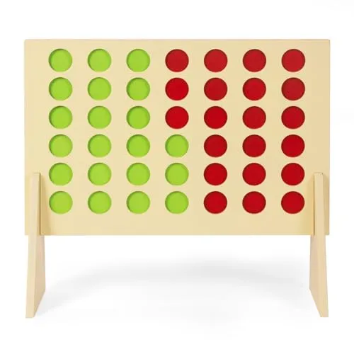 WoodenFun 4 Gewinnt Reisespiel Brettspiel für Kinder Holz 4 in Einer Reihe Spiel Strategie Spiel Kinder Puzzle Spielzeug Geschenk 45x40 cm ab 3+