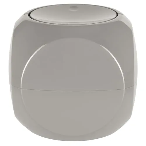 Spirella Kosmetikeimer 1 Liter Abfalleimer Schwingdeckeleimer Tischabfalleimer Dice Taupe, 14 x 14 cm