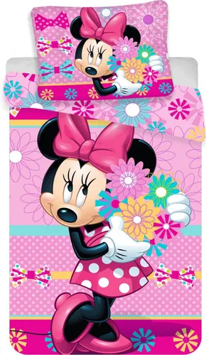 Jerry Fabrics Disney Minnie Mouse Kinder Bettwäsche Set 140 x 200 cm - Hochwertige 2-teilige Bettwäsche aus 100% Baumwolle für Kinder, sorgt für ein angenehmes Schlafklima und begeistert mit fröhlichem Minnie Maus Design.