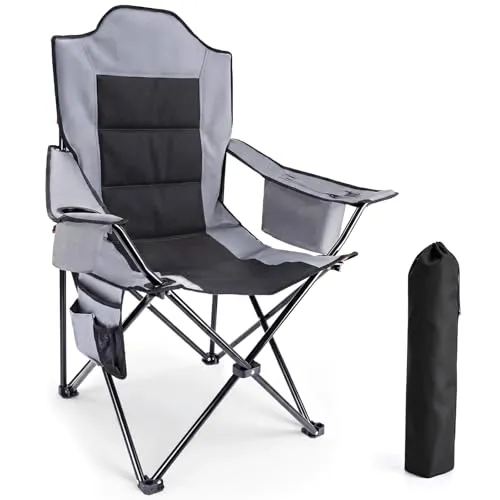 YEAUPE PRO Campingstuhl Faltbar Bequem Gepolster, 150 KG Belastbar | Luxus Camping Stuhl mit Hochlehner, Breiter Sitz | Angelstuhl, Karpfenstuhl, Klappstuhl Camping Chair, XL