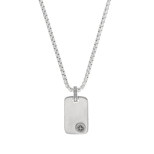 s.Oliver Herren Halskette 2037997 Dog-Tag Anhänger Edelstahl - Edelstahl-Halskette für Männer mit modernem DogTag-Anhänger und Kompass-Motiv. Inklusive Verlängerungskettchen für individuelle Anpassung. Lieferung im s.Oliver Schmucketui.